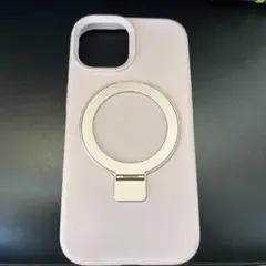 iPhone15ケース　MagSafe スタンド　くすみピンク