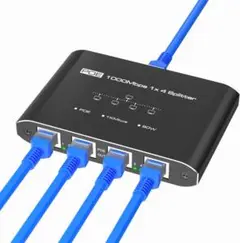 PoE ハブ LAN 分配器 1入力4出力 1000Mbps 新品