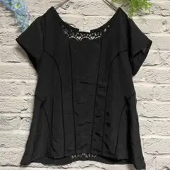 【超美品】ELLE レース 花柄 カットソー ブラック L