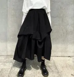 新品 ロングスカート 袴 レディース 韓国 スカート モード ブラック 未使用品