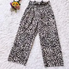SLY　スライ　パンツ　レオパード　ウエストゴム　リボン付き　アイボリー　黒　Ｓ
