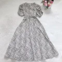 ロングワンピース ダルメシアン 総柄 ガーリー 半袖 カジュアル シンプル F