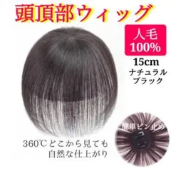 頭頂部ウィッグ ブラック 15㎝ ナチュラル 部分かつら ヘアピース 最安値！値