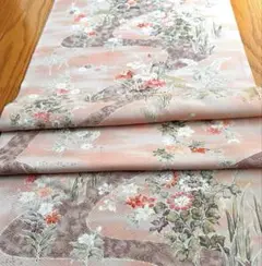 2548⭐︎正絹⭐︎流水に草花文⭐︎ハギレ　38×166