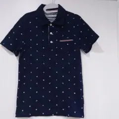 子供服☆160サイズネイビー柄入りポロシャツ