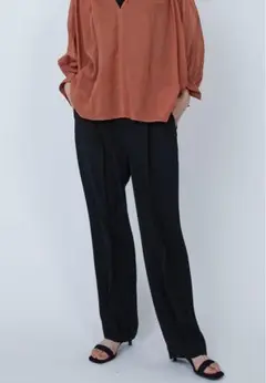 【新品未使用】バックサテンジョーゼットパンツ　36サイズ プルミエ