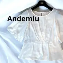 Andemiuアンデミュウ白ホワイトシンプルブラウストップスサラサラ素材