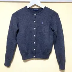 最終値下げ　RALPH LAUREN 160cm グレーパープルロゴカーディガン