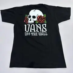 VANS スカル バラ グラフィック バックプリントTシャツブラックMサイズ
