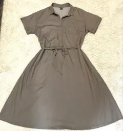 Eddie Bauer 半袖シャツワンピース ブラウン　ベージュ　ベルト　紐