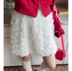 【新品】WC　ダブルシー ローズチュールミニスカート　ふわふわ　バラ　お花