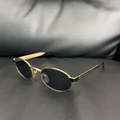 美品 90sヴィンテージ レア ベルサーチ オーバルサングラス 黒金 ゴールド 2025年最新】VERSACE フレーム形:オーバル メンズ サングラスの