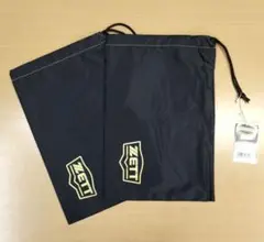 ZETT シューズ袋2枚セット BA197 野球 シューズケース 黒