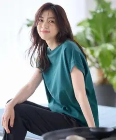 エニィファム モックネックフレンチスリーブＴシャツ