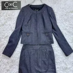 美品 COUP DE CHANCE ノーカラージャケットスカートセットアップ S