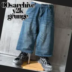 wide buggy jeans half pants y2k grunge