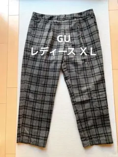 GU ジーユー パンツ レディース XL グレー チェック