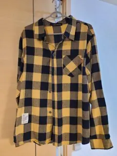 ネルシャツ イエロー ネイビー チェック