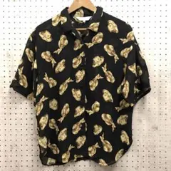CYRIL オールド レトロ ブティックモード古着 ハット総柄 半袖シアーシャツ