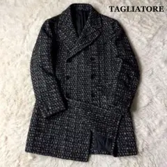 【美品】TAGLIATORE ダブルチェスターコート ツイード アルパカ モヘア