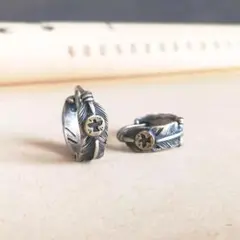 USAシルバークラフト　ブラスバードフェザーフープピアス
