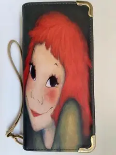 韓国人の作家ユクシムウォンさんのイラスト付き、長革財布 ピンク - 非使用品 韓国人の作家ユクシムウォンさんのイラスト付き、長革財布