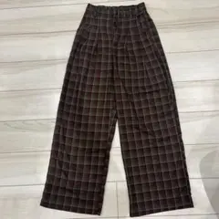 yolo チェック柄ワイドパンツ