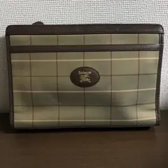 ☆開店セール☆人気 良品 バーバリー レザー×スモークチェック クラッチバッグ②