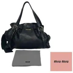 MIU MIU ミュウミュウ レザー トートバッグ サイドリボン ハンド ろご