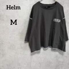 Helm クロップド　Tシャツ ユニセックス　ゆったり　チャコールグレー
