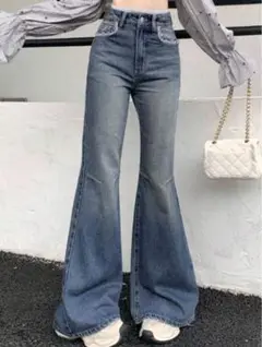 SHEIN DAZY レース切り替えフレアデニムジーンズ Sサイズ
