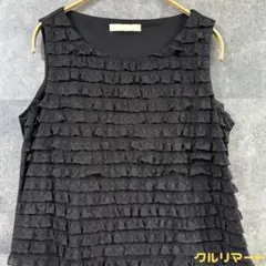 by U 日本製 レースフリル ノースリーブ カットソー ブラック 38 M相当