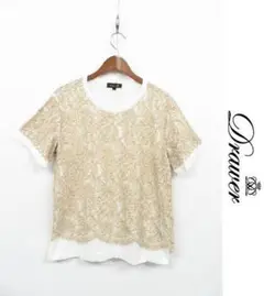 U073/ Drawer ドゥロワー 半袖Tシャツ レース ストレッチ 1