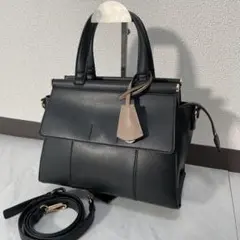 ノーリーズ ダブルフラップ2wayトート ハンドバッグ 金具 黒