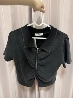 ☆*☆様 ジップアップ半袖シャツ ダークグレー
