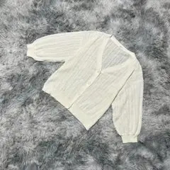 未使用級『Honeys』ハニーズ　長袖カーディガン　羽織　コットン　白(M)