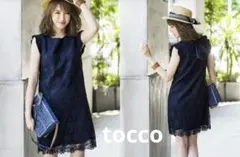 未使用に近いtocco closet☺︎べっぴんレースワンピースNavy M