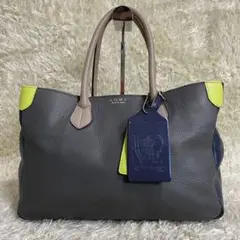 【未使用】A.D.M.J トートバッグ ハンドバッグ グレー マルチカラー