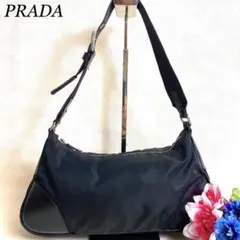 良品✨プラダ ワンショルダーバッグ 三角ロゴプレート ナイロン ポコノ ブラック
