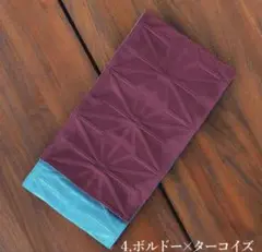 撫松庵 半幅帯 麻の葉 ボルドー×ターコイズ