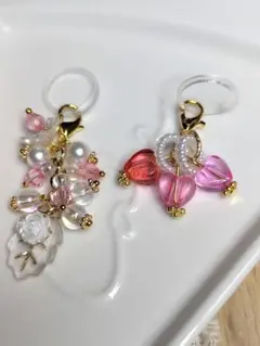 ピンクのビーズのアンブレラマーカー♡ ２個セット☆