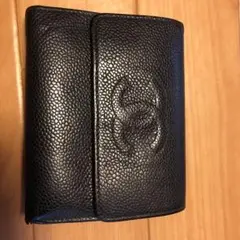 シャネル CHANEL キャビアスキン 三つ折り財布