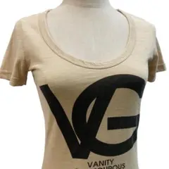 【ヴァニティ】 Vanity ビッグロゴ 半袖 Tシャツ 羽根 ベージュ M