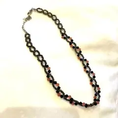 【新品未使用】 ビーズネックレス チョーカー ビーズ 黒 ピンク アクセサリー