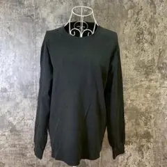 ✨UNIQLO✨ユニクロ♡長袖Tシャツ♡クルーネック♡リブ袖♡黒♡メンズ(L)