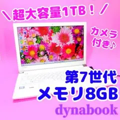 超大容量1TB‼️8GB✨第7世代✨人気の薄型デザイン✨カメラ付きノートパソコン