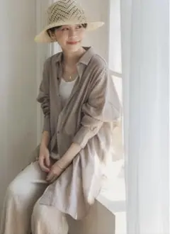 2回着用　美品　DOORS ラミーコットンビックシャツ　BEIGE