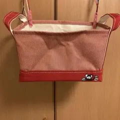 赤と白のストライプ小物入れ