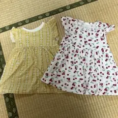 2枚セット　さくらんぼ&花柄柄ワンピース 95