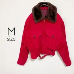 フライトジャケット レッド 腰ベルト アウター ジャケット